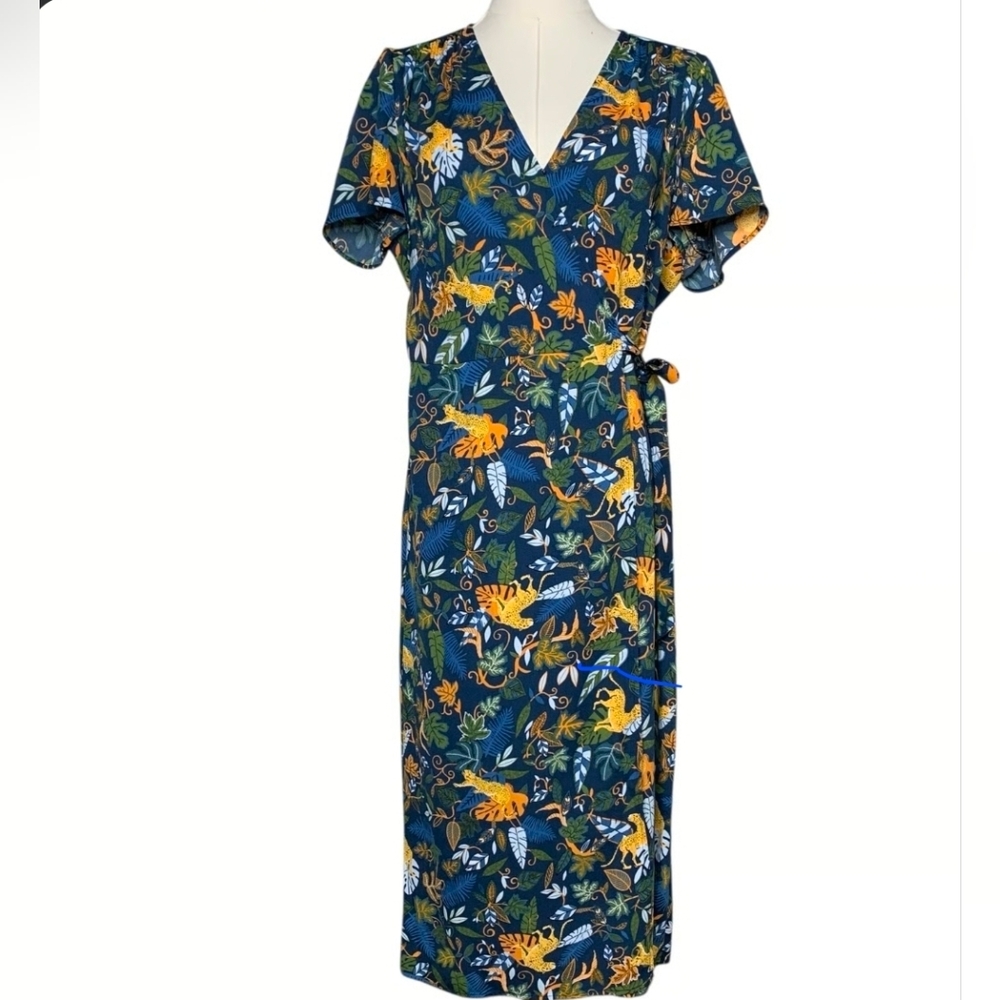 J.Crew Jungle Animal Print Wrap Dress Women's Sz 8